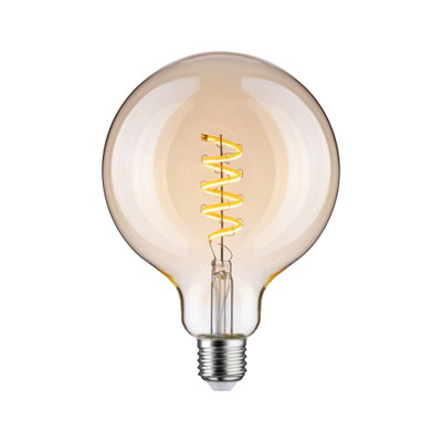 Grote LED-lamp met spiraalvormige gloeidraad en amberkleurig glas voor sfeerverlichting