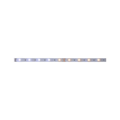 LED-Lichtstreifen mit warmweißen und kaltweißen LEDs auf silberner Platine für flexible Beleuchtung