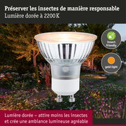 Standard 230 V Réflecteur LED GU10 favorable aux insectes 320lm 4,3W 2200K Argent