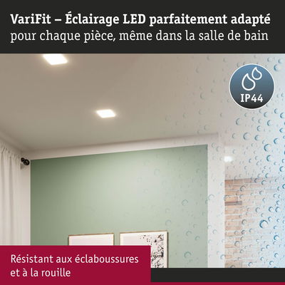 Éclairage LED VariFit avec indice IP44, résistant aux éclaboussures et à la rouille pour salle de bain