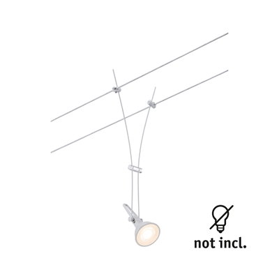 Spot câble blanc en métal avec clip et support LED, ampoule non incluse