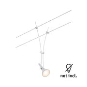 White metal cable spotlight with clip and LED holder, bulb not included