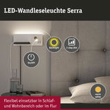 LED-Wandleuchte Serra in Weiß mit warmweißem Licht, dimmbar in 3 Stufen, ideal für Schlaf- und Wohnbereich