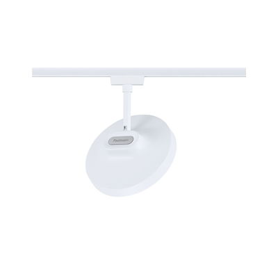 White round Paulmann metal LED spotlight on track system for flexible room lighting