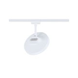 Weißer runder Paulmann LED-Spot aus Metall an Schienensystem für flexible Raumbeleuchtung