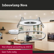 Witte inbouwspot Nova met directe 230V aansluiting zonder transformator voor moderne binnenverlichting