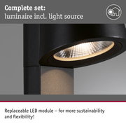 Black LED outdoor wall light with replaceable module for sustainable and flexible lighting solutions
