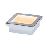 Square stainless steel LED recessed floor light with warm white illumination for outdoor use