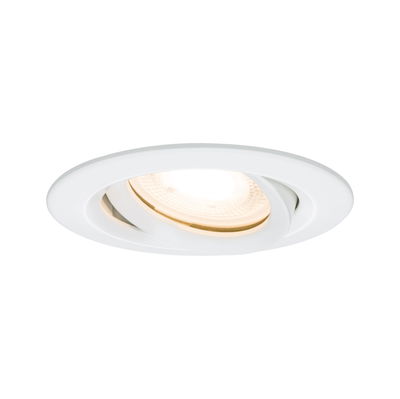 White metal recessed spotlight with warm white LED light for modern indoor lighting