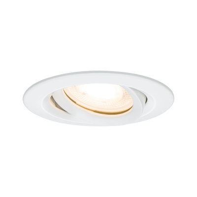 White metal recessed spotlight with warm white LED light for modern indoor lighting