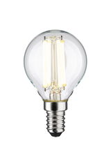 Kleine LED-Glühbirne mit transparentem Glas und silbernem Schraubsockel für energiesparende Beleuchtung