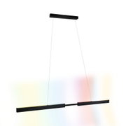 Moderne zwarte metalen LED-hanglamp met dimbare lichtbalk voor woonruimtes