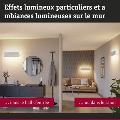 Appliques murales blanches modernes avec lumière chaude dans hall d'entrée et salon pour ambiance élégante