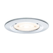 Rundes Einbaustrahler-Gehäuse aus Chrom mit warmweißem LED-Licht für moderne Raumbeleuchtung