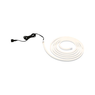 Flexible warm white LED strip light with black connector cable for decorative lighting