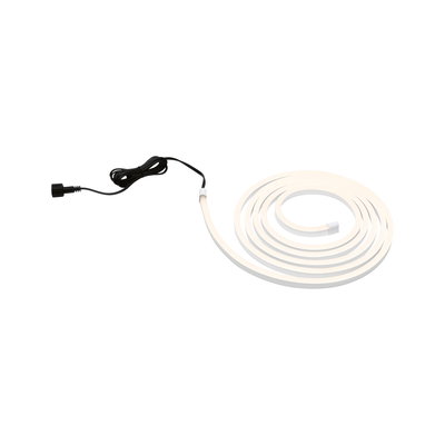 Flexible warm white LED strip light with black connector cable for decorative lighting