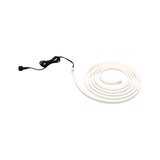Flexible warm white LED strip light with black connector cable for decorative lighting