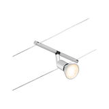 Spot LED câble en métal argenté avec lumière blanc chaud pour éclairage intérieur moderne