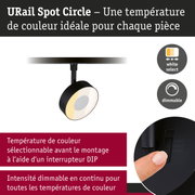 Spot URail Spot Circle noir avec température de couleur réglable et intensité dimmable