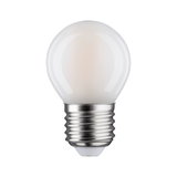 Kleine matte LED-Glühbirne mit E27-Fassung in Weiß und Metallgewinde für energiesparende Beleuchtung