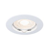 Round white recessed spotlight housing with clear glass and metal spring for LED lighting