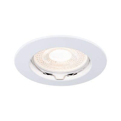 Round white recessed spotlight housing with clear glass and metal spring for LED lighting