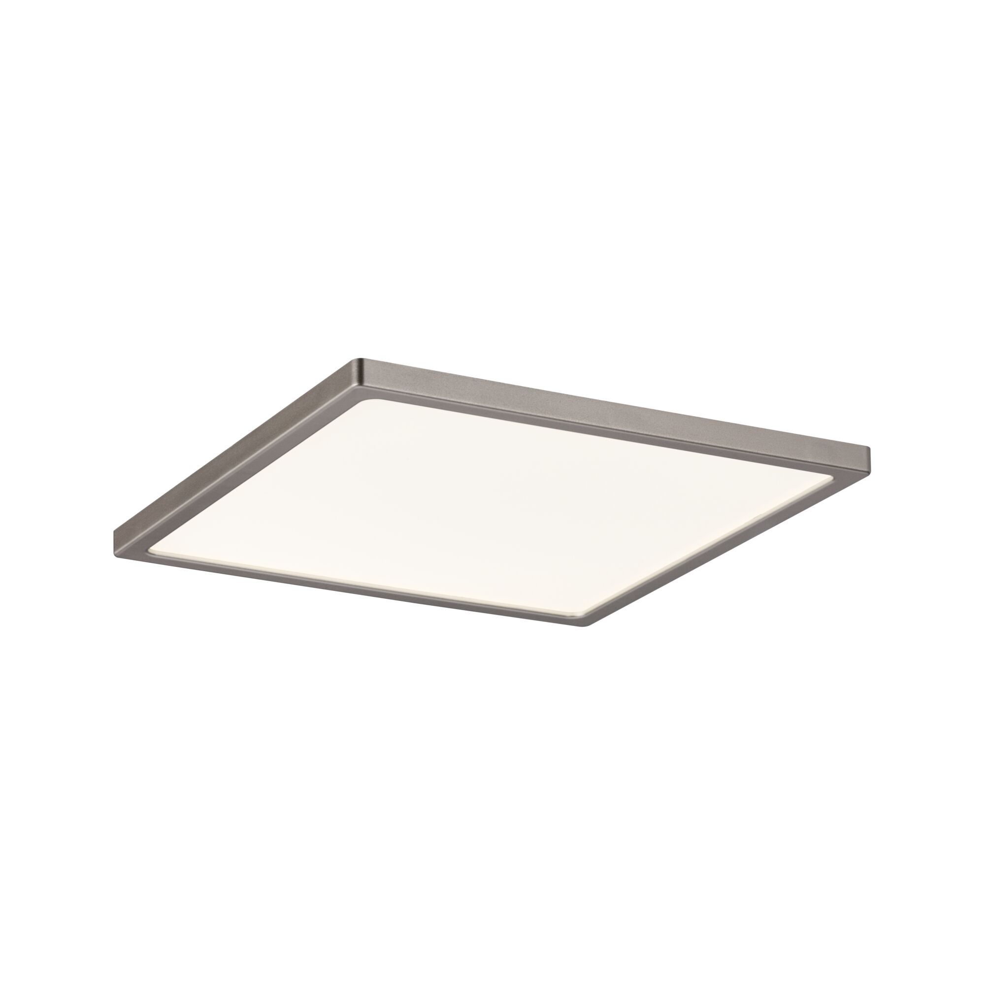 LED-inbouwpaneel Areo IP44 hoekig 180x180mm 11W 770lm 3000K Nikkel mat dimbaar Vierkante LED-plafondlamp met grijs metalen frame en witte diffuser voor moderne verlichting
