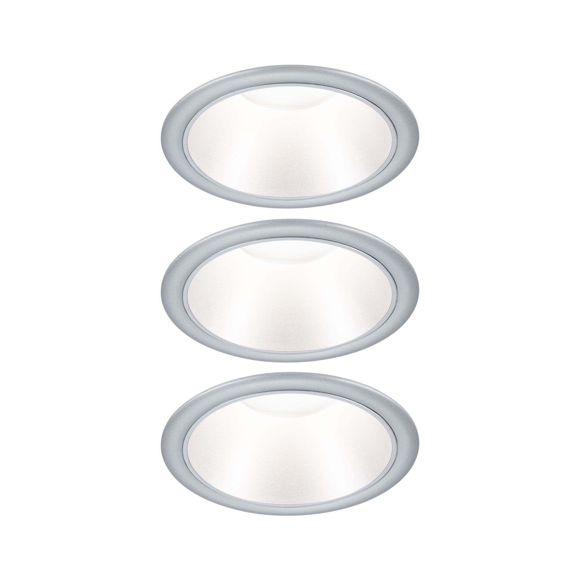 Spot encastré rond en métal argenté avec diffuseur blanc pour éclairage LED moderne