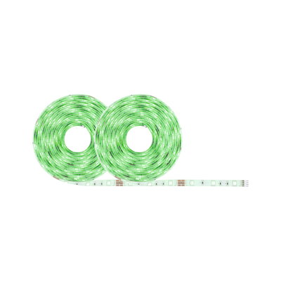 Two green flexible LED light strips for decorative lighting and ambient room accents