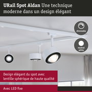 Spot LED URail Aldan blanc avec lumière blanche neutre dimmable et design moderne élégant