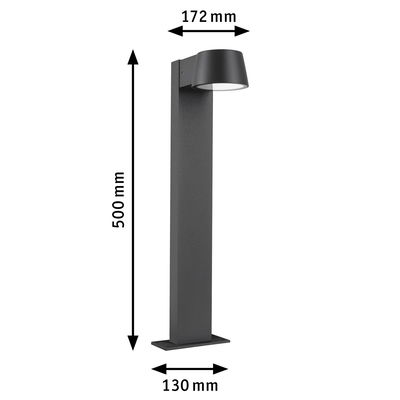 Zwarte aluminium buitenlamp 500 mm hoog en 172 mm breed voor tuinverlichting