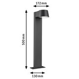 Black aluminum outdoor light 500 mm high and 172 mm wide for garden lighting