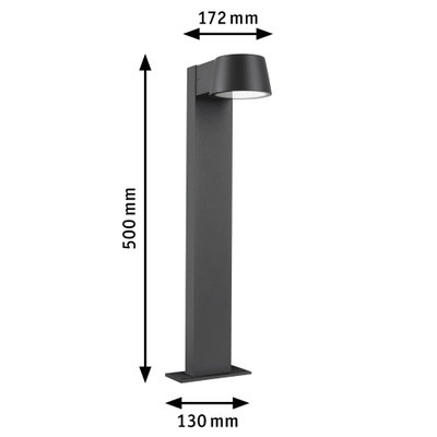 Schwarze Aluminium-Außenleuchte mit 500 mm Höhe und 172 mm Breite für Gartenbeleuchtung