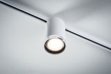 White metal LED ceiling spotlight on track system for modern interior lighting