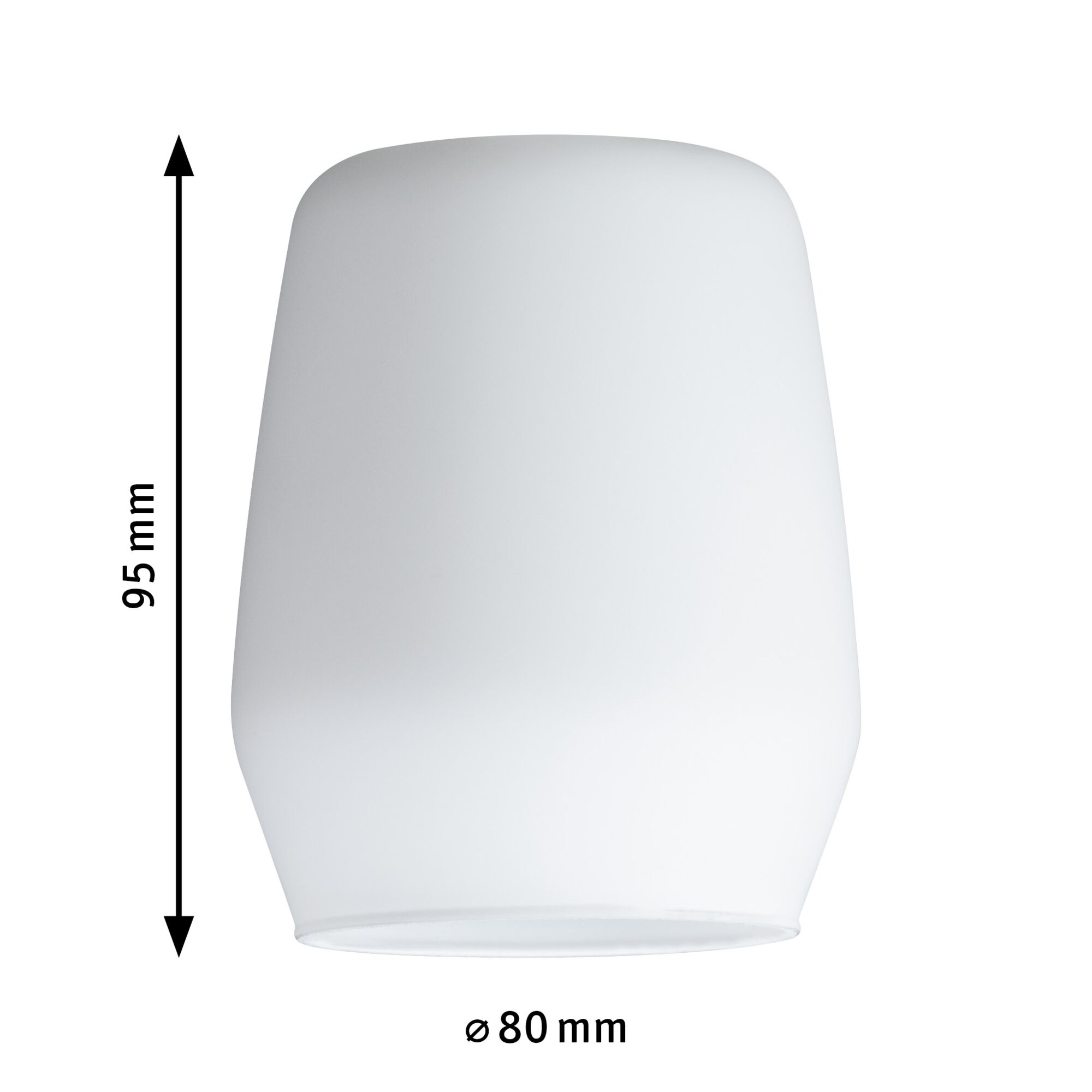 White glass lampshade 95 mm high and 80 mm diameter for LED lighting fixtures