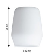 White glass lampshade 95 mm high and 80 mm diameter for LED lighting fixtures