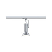 Modern silver metal LED spotlight on track system for flexible lighting solutions