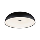 Plafonnier rond en métal noir avec diffuseur blanc pour un éclairage intérieur moderne