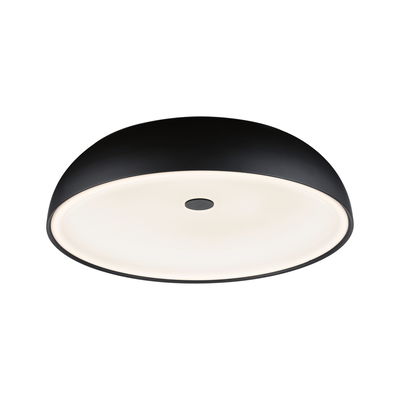 Plafonnier rond en métal noir avec diffuseur blanc pour un éclairage intérieur moderne