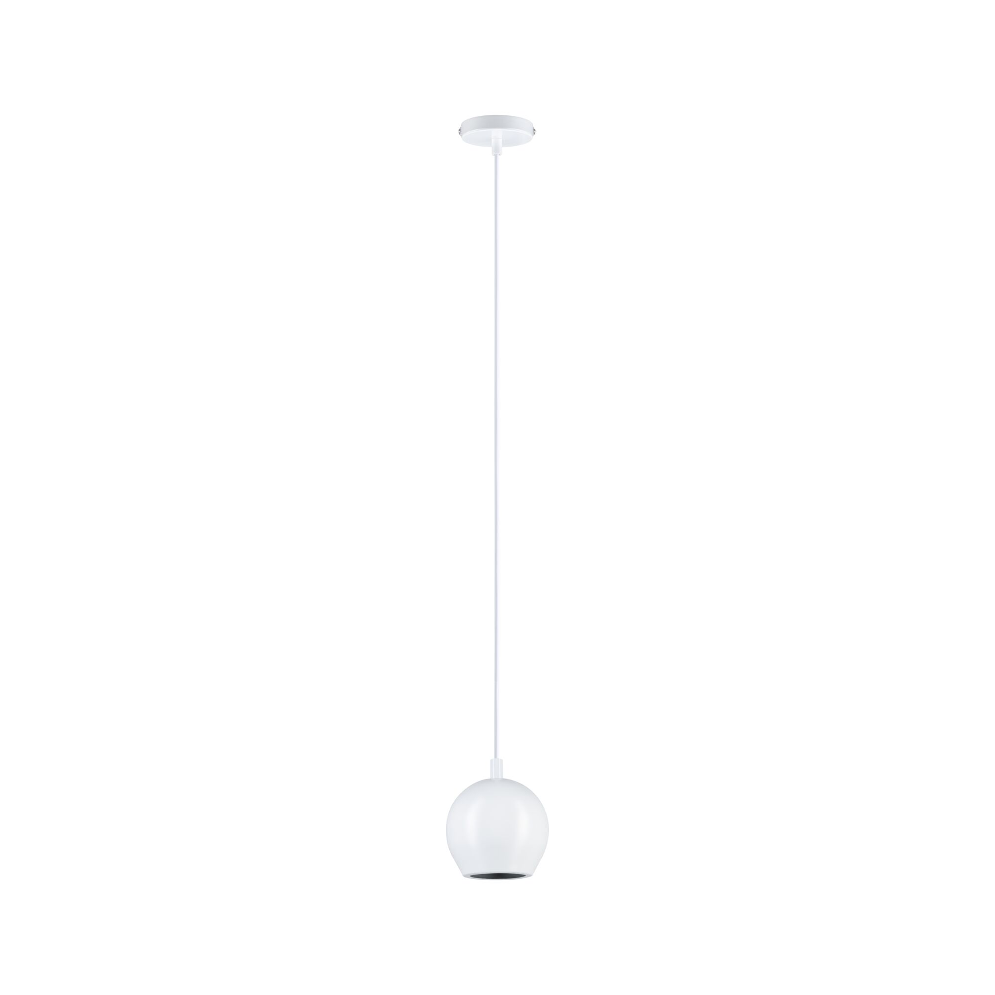 White metal pendant light with spherical shade for modern indoor lighting solutions