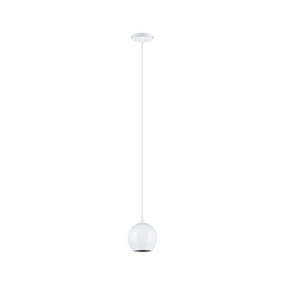 White metal pendant light with spherical shade for modern indoor lighting solutions