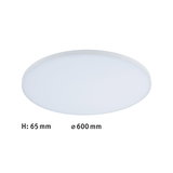 Round white LED ceiling light with 600 mm diameter and 65 mm height for modern room lighting