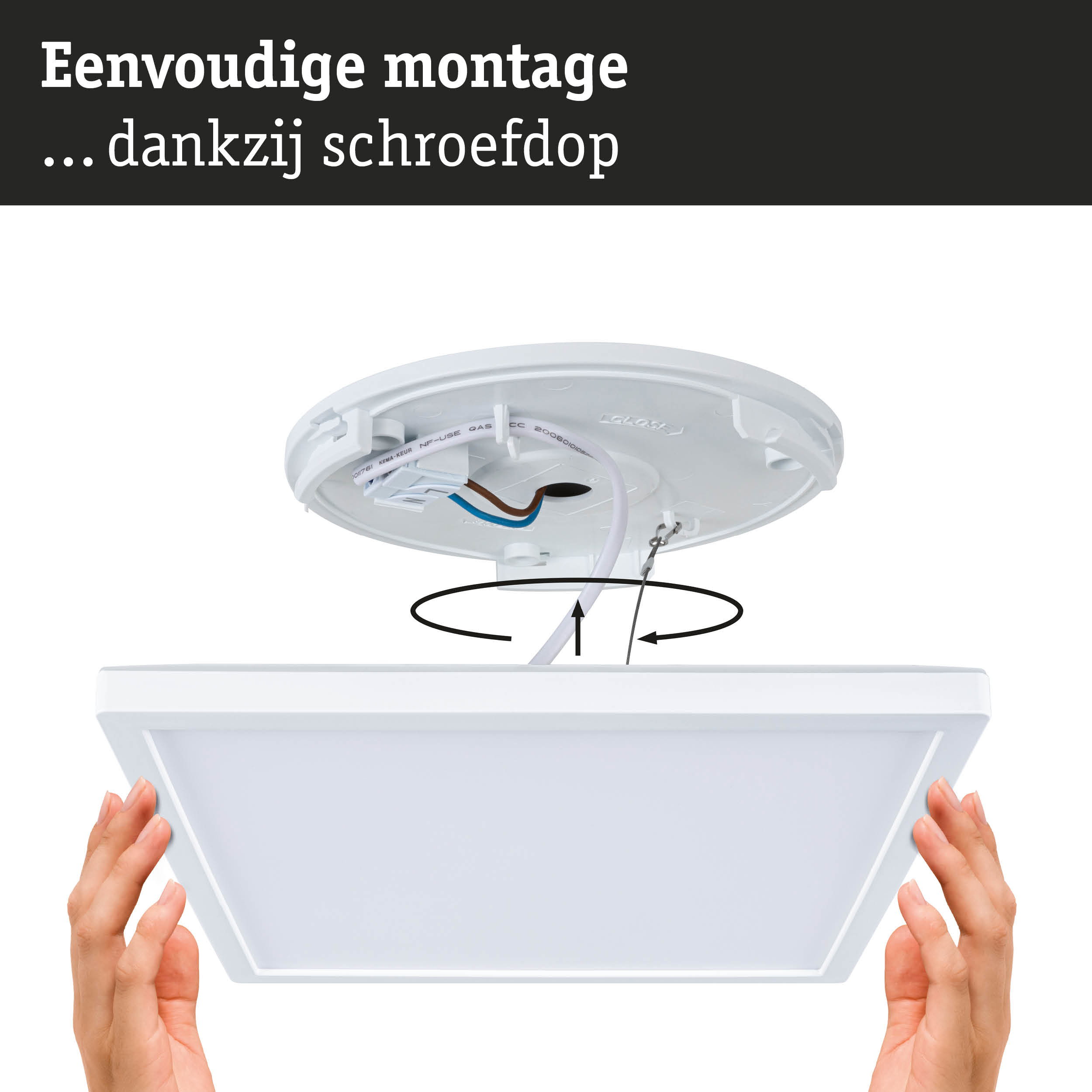 Witte LED-plafondlamp met eenvoudige schroefaansluiting voor snelle installatie en bedrading
