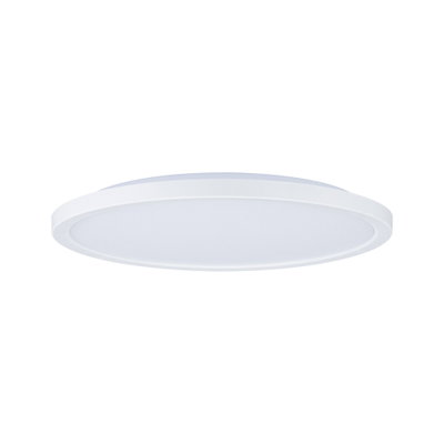 Round white LED ceiling light made of plastic for energy-efficient room lighting