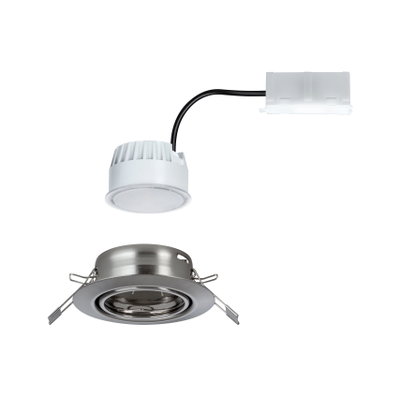 Round brushed stainless steel recessed spotlight with white LED driver and black cable