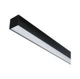 Schwarze LED-Deckenleuchte mit rechteckigem Aluminiumgehäuse und weißem Diffusor für moderne Beleuchtung