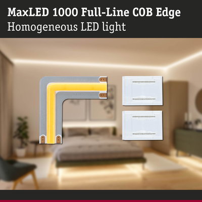 MaxLED 1000 Full-Line COB Edge LED corner module in grey with warm white light for uniform lighting