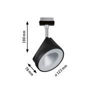 Schwarze LED-Spotleuchte mit silbernem Reflektor und Maßen 190x78x123 mm für moderne Beleuchtung