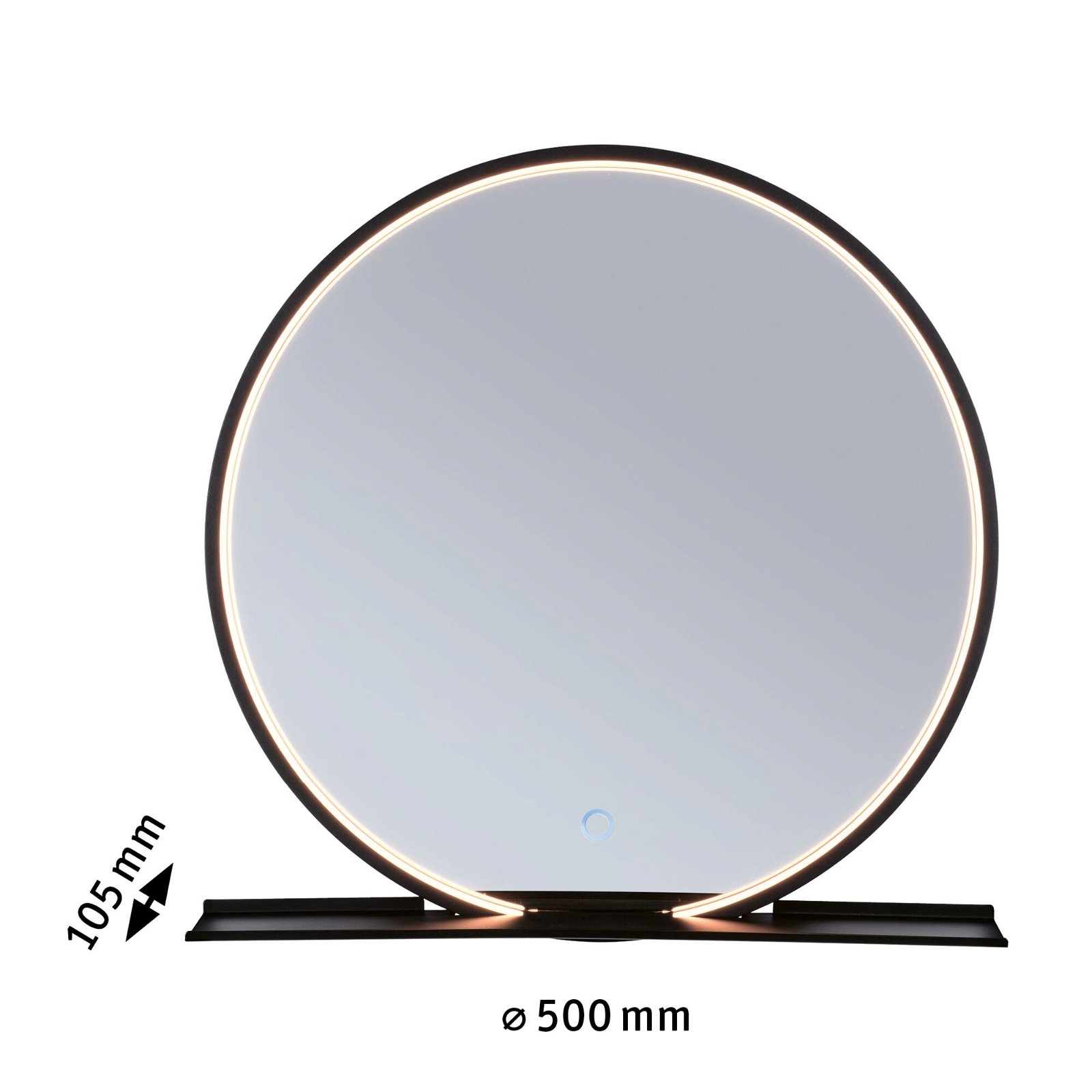 LED Illuminated mirror Miro IP44 Tunable White 160lm 230V 10,5W Mirror/Black matt