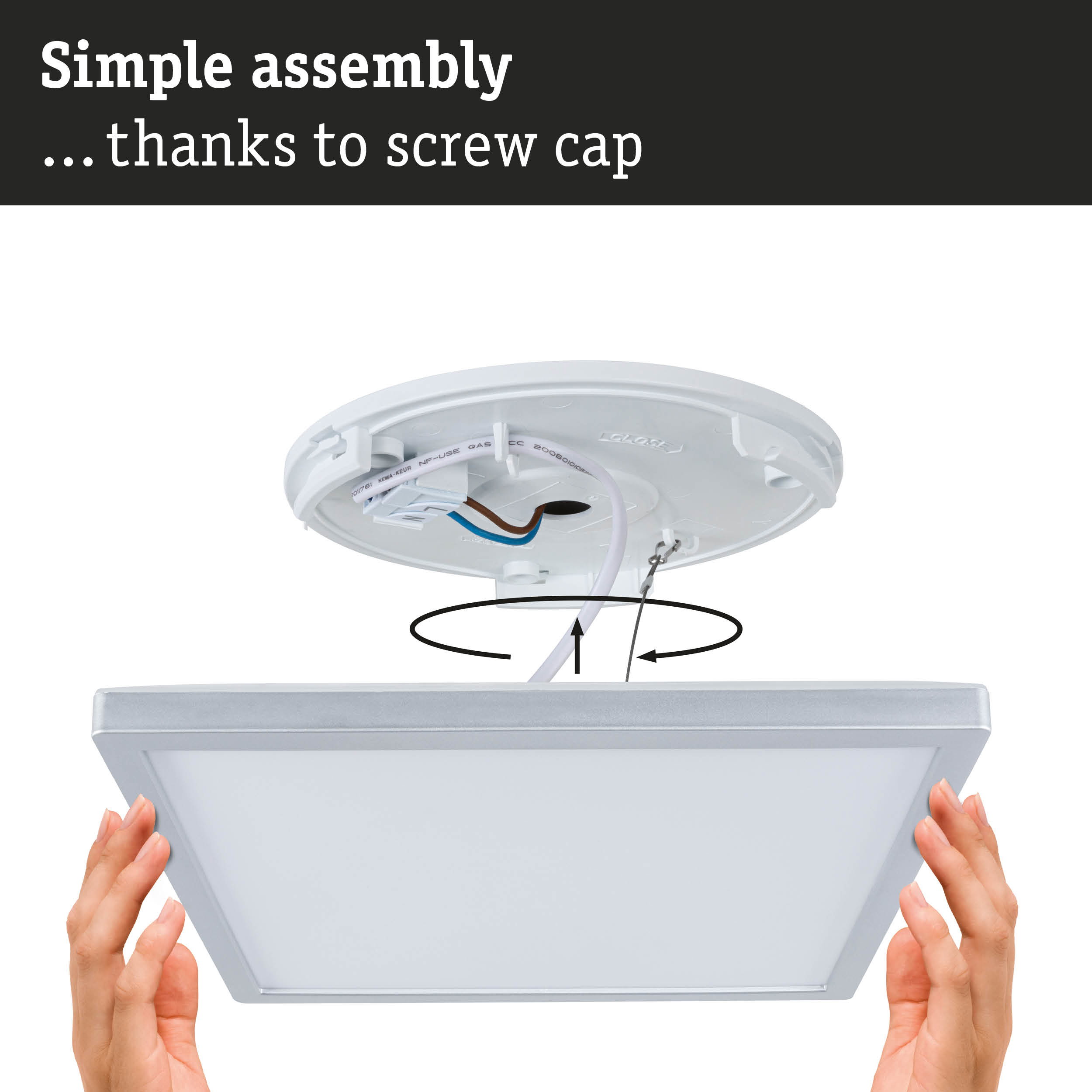 White LED ceiling light with simple screw cap for easy installation and energy-efficient lighting